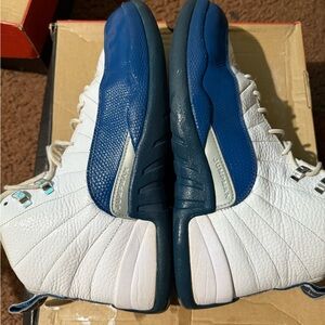 Jordan White and Blue High-Top Sneakers